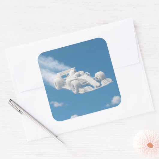 Auto wolk vierkant sticker beschrijving (Envelop)