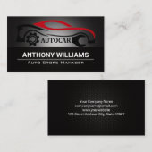 Auto Wrench Logo | metaalkoolstofvezel Visitekaartje (Voorkant / Achterkant)