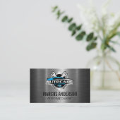 Auto Wrench Logo | Zilver metallic Visitekaartje (Staand voorkant)