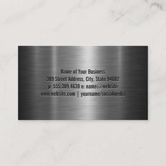 Auto Wrench Logo | Zilver metallic Visitekaartje (Achterkant)