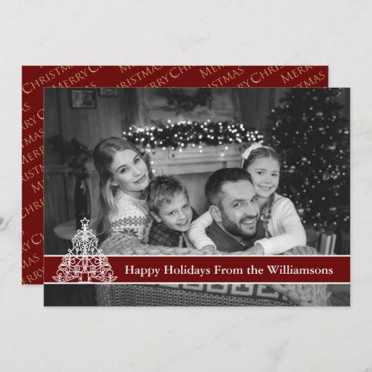 Auto zwart-wit Prettige feestdagen stijlvolle stru Feestdagenkaart (Voorkant / Achterkant)