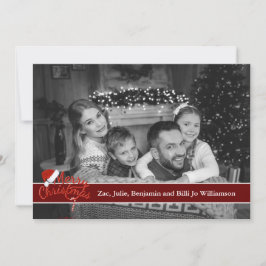 Auto Zwart-witte Foto met het Pet van de Kerstman Feestdagenkaart