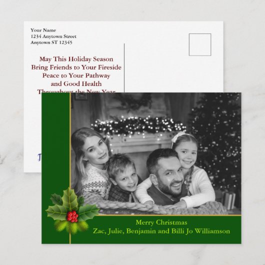 Auto zwarte en witte foto met Holly Kerstmis Briefkaart (Voorkant / Achterkant)