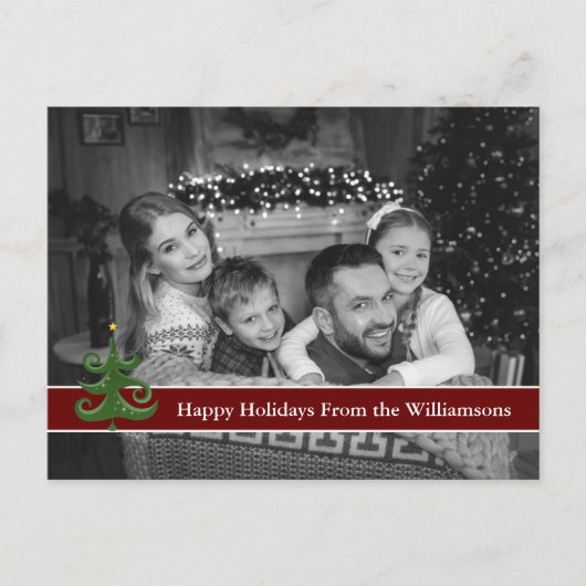 Auto zwarte en witte foto met kerstboom briefkaart (Voorkant)