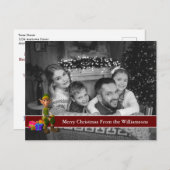 Auto zwarte en witte kerstfoto met Fun Elf Briefkaart (Voorkant / Achterkant)