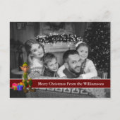 Auto zwarte en witte kerstfoto met Fun Elf Briefkaart (Voorkant)