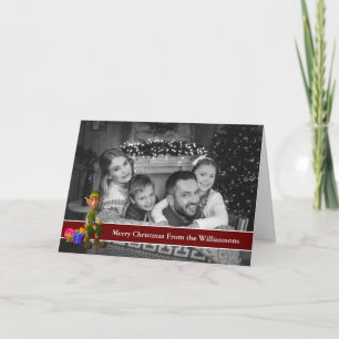 Auto zwarte en witte kerstfoto met Fun Elf Feestdagen Kaart