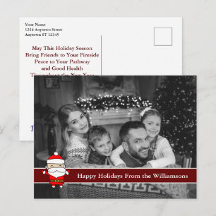 Auto zwarte en witte kerstfoto met kerstman briefkaart