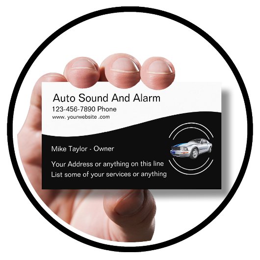 Autoalarm- en geluidssystemen visitekaartje