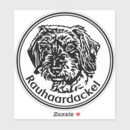Autoaufkleber Rauhaardackel Teckel rund  Sticker