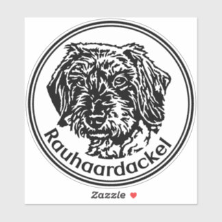 Autoaufkleber Rauhaardackel Teckel rund Sticker