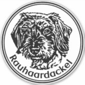 Autoaufkleber Rauhaardackel Teckel rund  Sticker (Voorkant)