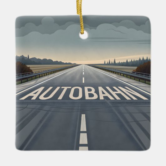 Autobahn Oneindig Weg Perspectief Kunst Keramisch Ornament (Voorkant)