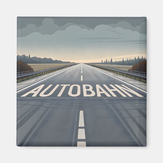 Autobahn Oneindig Weg Perspectief Kunst Magneet (Voorkant)