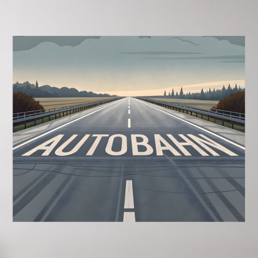 Autobahn Oneindig Weg Perspectief Kunst Poster (Voorkant)