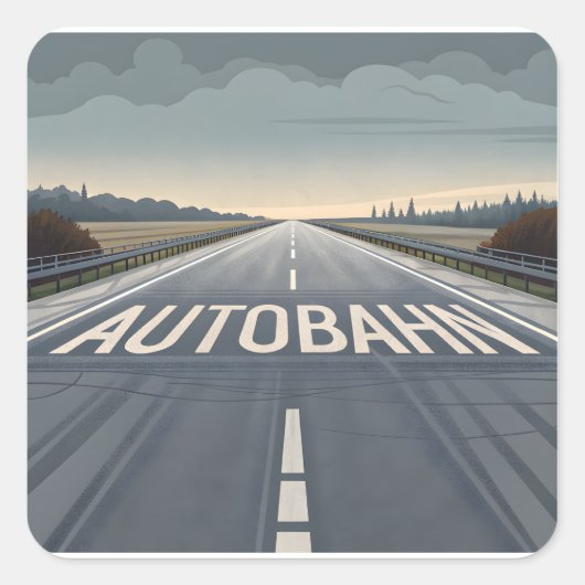 Autobahn Oneindig weg perspectief kunst Vierkante Sticker (Voorkant)