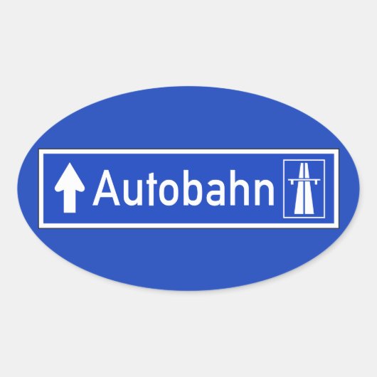 Autobahn, verkeersbord, Duitsland Ovale Sticker (Voorkant)