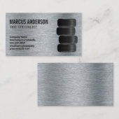 Autobanden | Achtergrond met metalen borstel Visitekaartje (Voorkant / Achterkant)