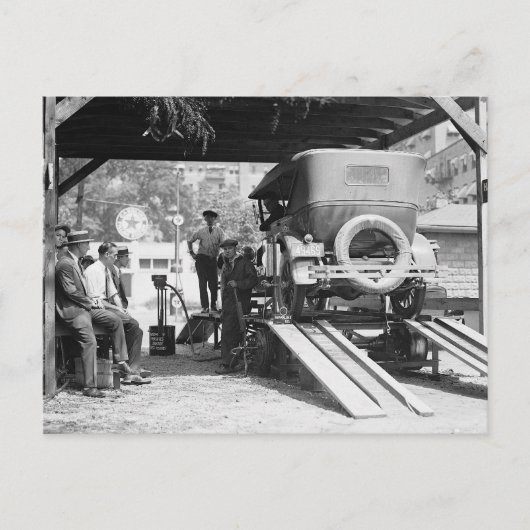 Autobedrijf, 1924. Oude foto Briefkaart (Voorkant)