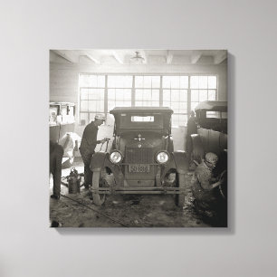 Autobedrijf, 1926. Oude foto Canvas Afdruk