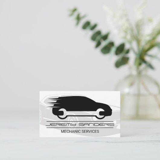 Autobedrijf | Auto | Logo monteur Visitekaartje (Staand voorkant)