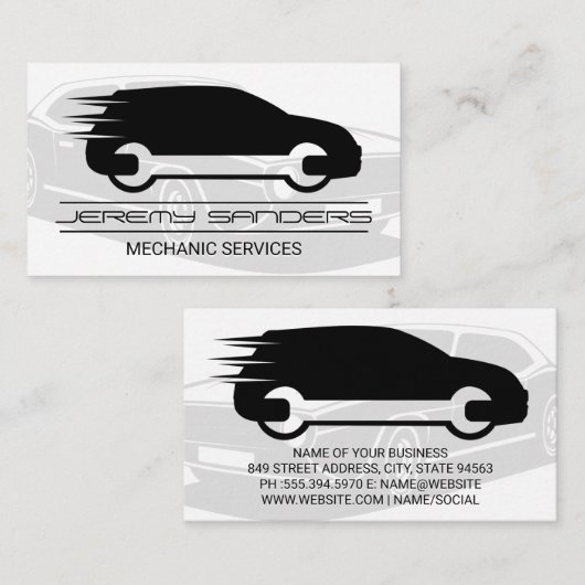 Autobedrijf | Auto | Logo monteur Visitekaartje (Voorkant / Achterkant)