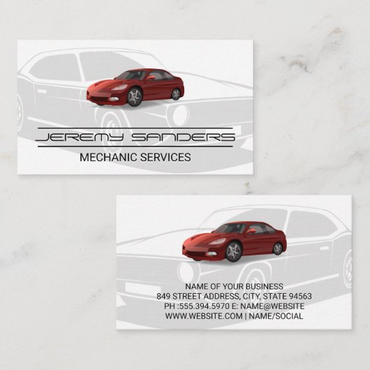 Autobedrijf | Auto | Visitekaartje monteur (Voorkant / Achterkant)