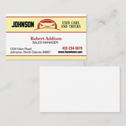 Autobedrijf, Tweedehands Auto Lot Visitekaartje (Voorkant / Achterkant)