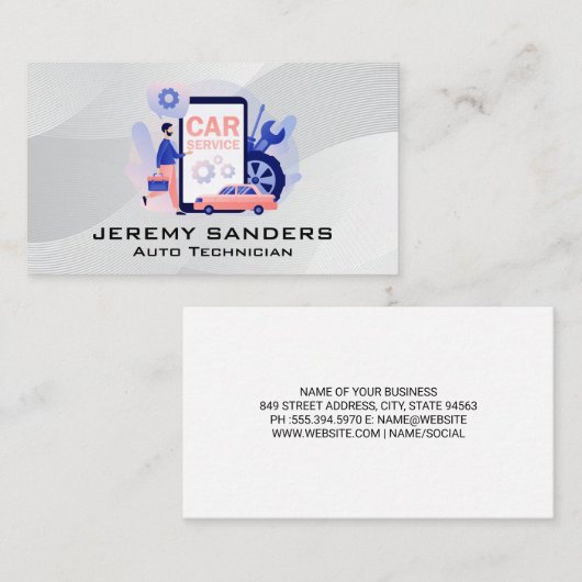 Autobedrijven | Wheels Wrenches | Mechanicien Visitekaartje (Voorkant / Achterkant)