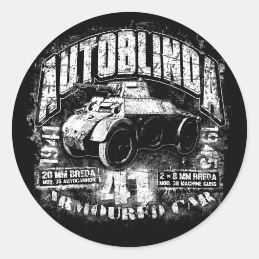 Autoblinda 41 Classic Round Sticker Sticker (Voorkant)