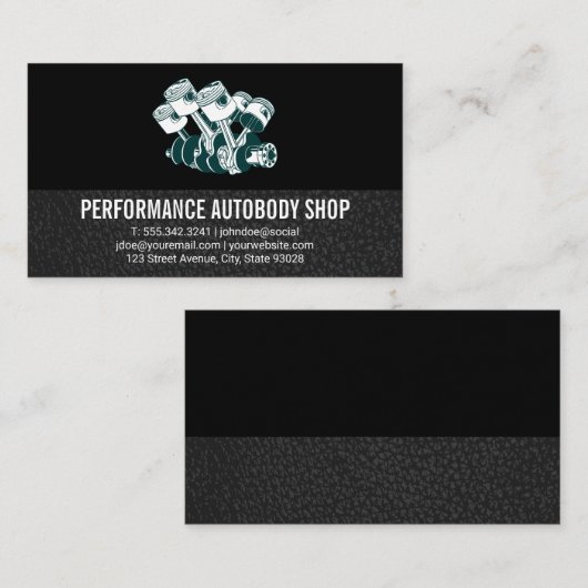 autobody | Prestaties | zuigermotor Visitekaartje (Voorkant / Achterkant)