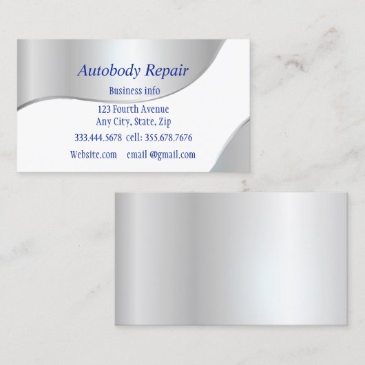 Autobody Repair Shiny Metal Background Visitekaartje (Voorkant / Achterkant)