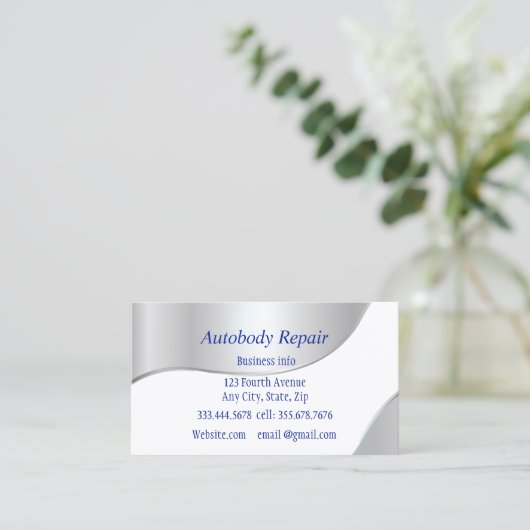 Autobody Repair Shiny Metal Background Visitekaartje (Staand voorkant)