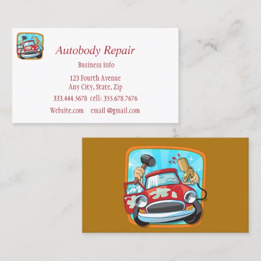 Autobody Repair Shiny Metal Background Visitekaartje (Voorkant / Achterkant)