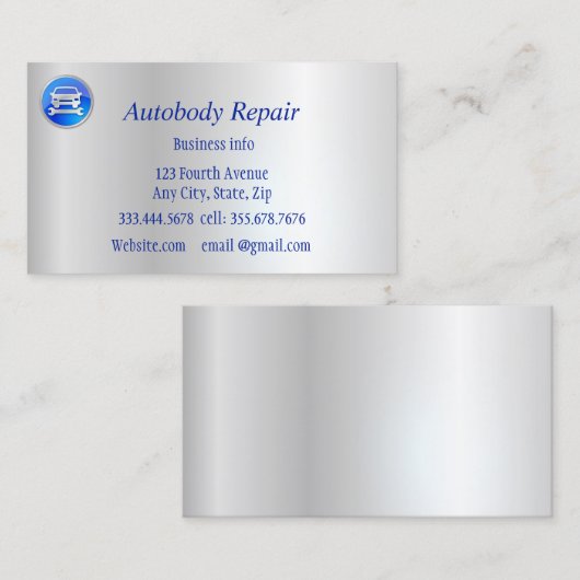 Autobody Repair Shiny Metal Background Visitekaartje (Voorkant / Achterkant)