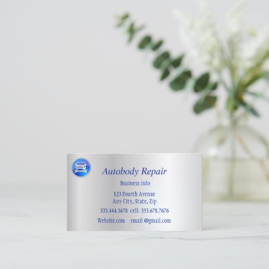 Autobody Repair Shiny Metal Background Visitekaartje (Staand voorkant)