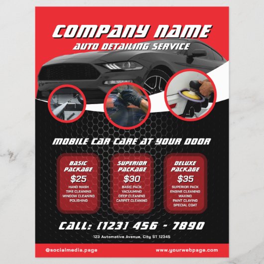 Autobrochure voor autowasserij en -detailing flyer (Voorkant)