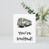 autobus retro kaart (Staand voorkant)