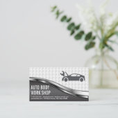 Autocarrosserie Werkplaats | Auto Logo met Sleutel Visitekaartje (Staand voorkant)