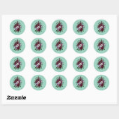 Autocollant Botanique Bouquet de Roses Violettes Ronde Sticker (Vel)