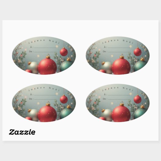 Autocollant étiquette Joyeux noël Ovale Sticker (Vel)