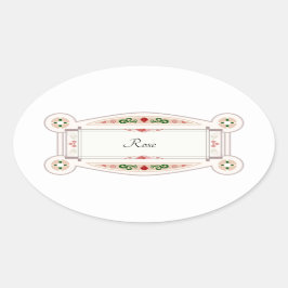 Autocollant rétro avec étiquette-roos ovale sticker