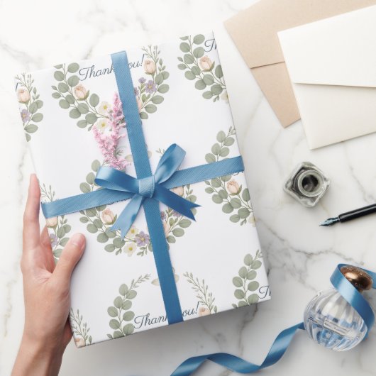 Autocollant thank you floral cadeaupapier (Geschenken)