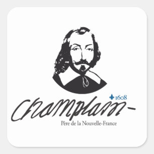 Autocollant x20 ChamPlain père Nouvelle-France Vierkante Sticker