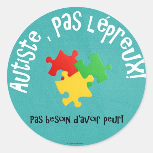Autocollants Autiste, pas lépreux Ronde Sticker (Voorkant)