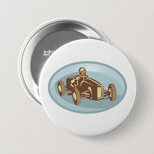  autocoureur Classic Motorsport Art Ronde Button 7,6 Cm (Voorkant /achterkant)