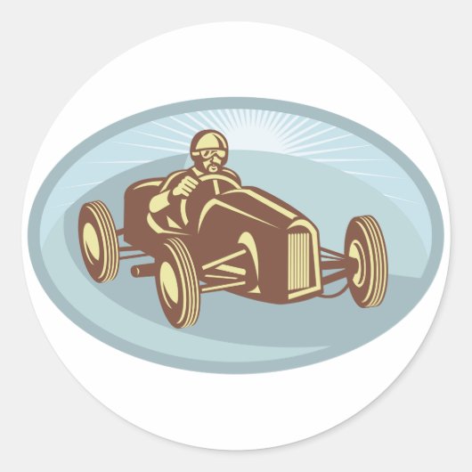  autocoureur Classic Motorsport Art Ronde Sticker (Voorkant)