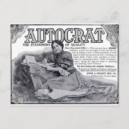 Autocrat Stationery Ad Briefkaart (Voorkant)