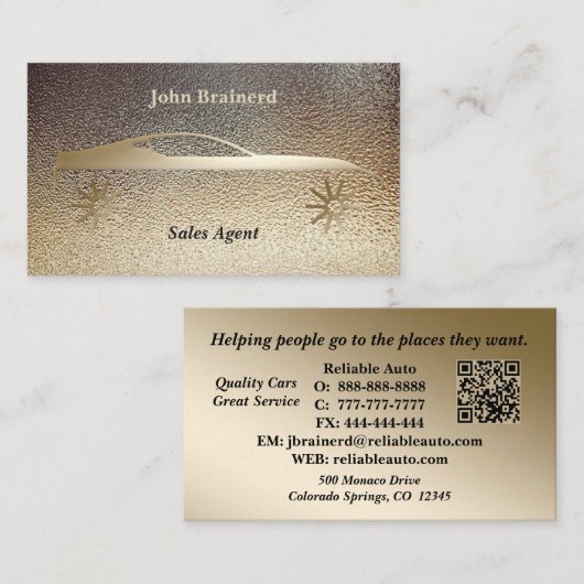 Autodealer Classy Gold & Black QR-code Visitekaartje (Voorkant / Achterkant)