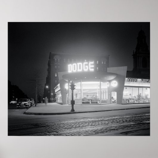 Autodealer 's nachts, 1948. Oude foto Poster (Voorkant)